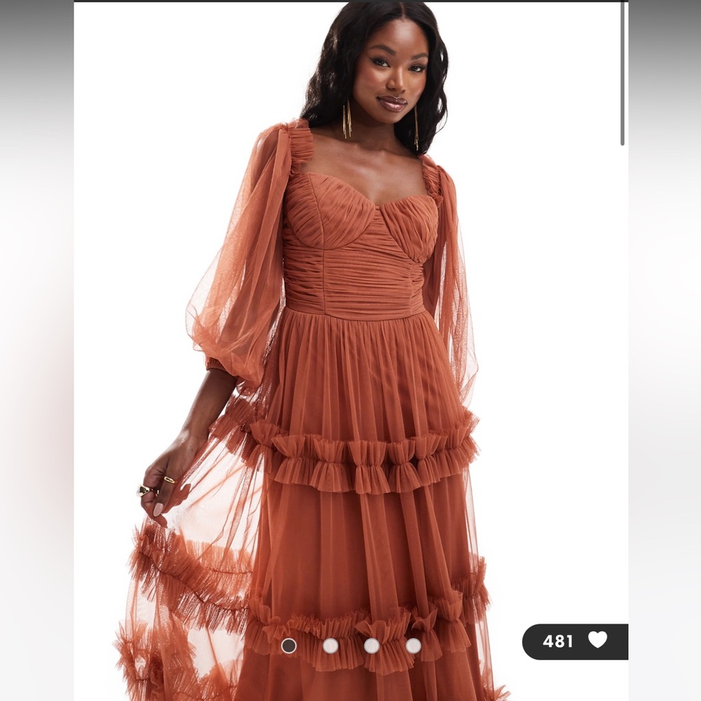 Lace & Beads tulle maxi dress